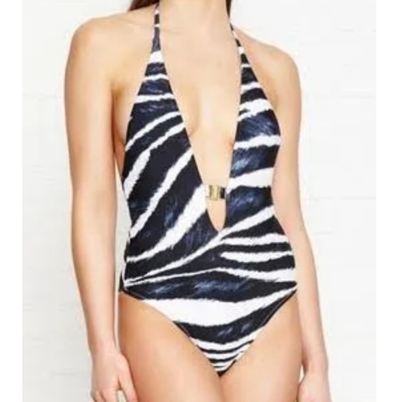 L'AGENCE Other - L'AGENT Tayler Zebra Print Plunge One Piece.